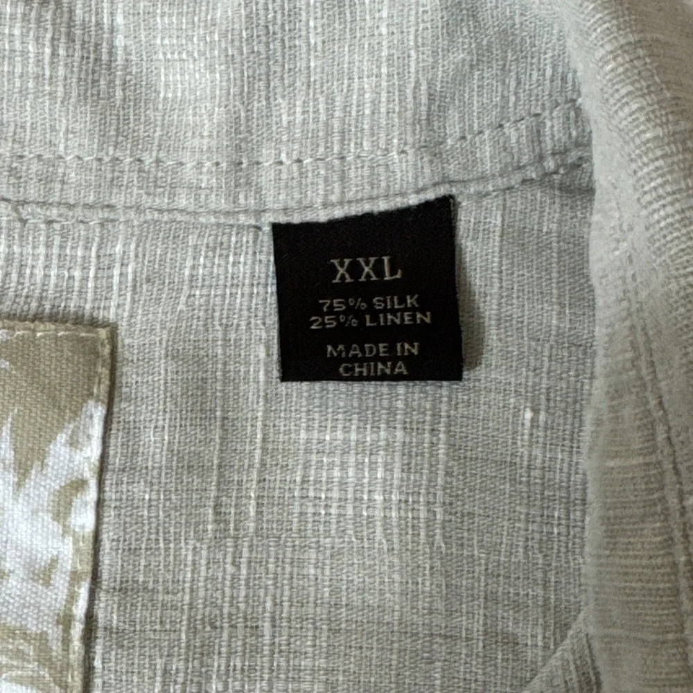 TASSO ELLA ISLAND Silk Linen Shirt Men's XXL Short Sleeve Buttondown Resort wear